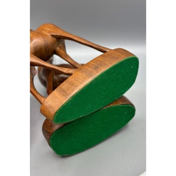 Vtg 2 Pc Hand Carved Wooden Antelope Figurines Set Babies Africa - Picture 10 of 10